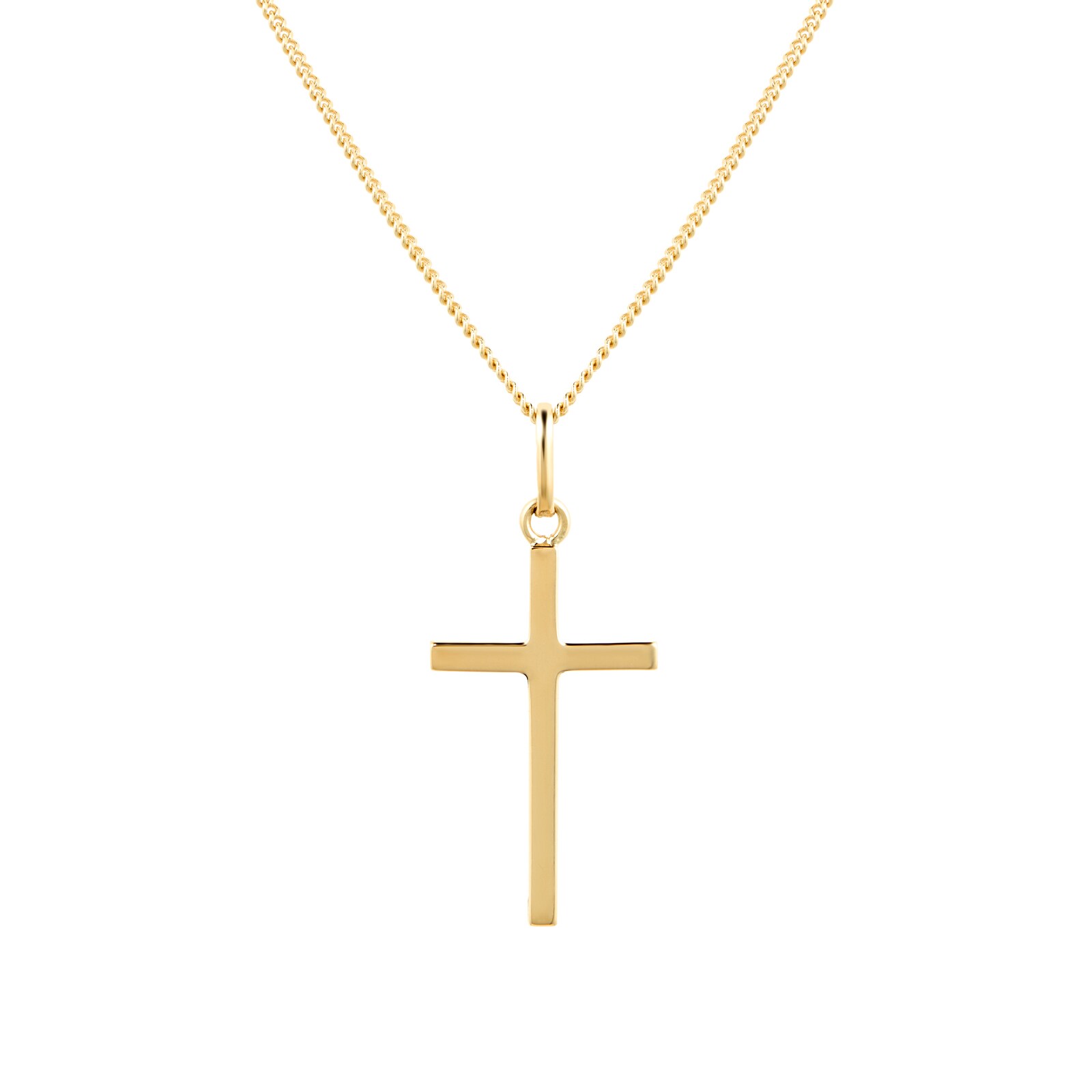 18ct Gold Over Sterling Silver Simple Plain Cross Pendant Necklace. - Etsy